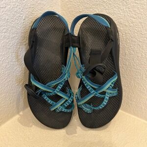 Chaco Z/Cloud 2 Womens Size 7 Blue Teal Strappy Hiking Sandals Toe Loop J102808